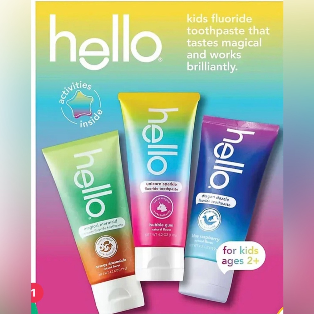 Hello Kids Toothpaste Fluoride Variety Pack, 3 pk./4.2 oz.brand new sealed
